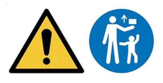 ISO 7010 W001和ISO 7010-M055中指定的安全警告