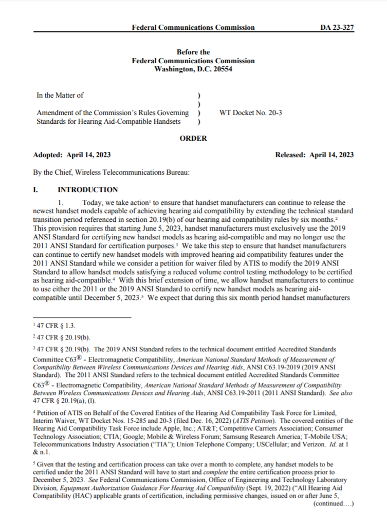 FCC延長HAC新標(biāo)準(zhǔn)過渡期